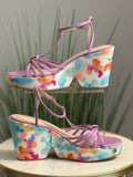 Sequin Floral Platform Wedge Sandals | Sz 9| #202