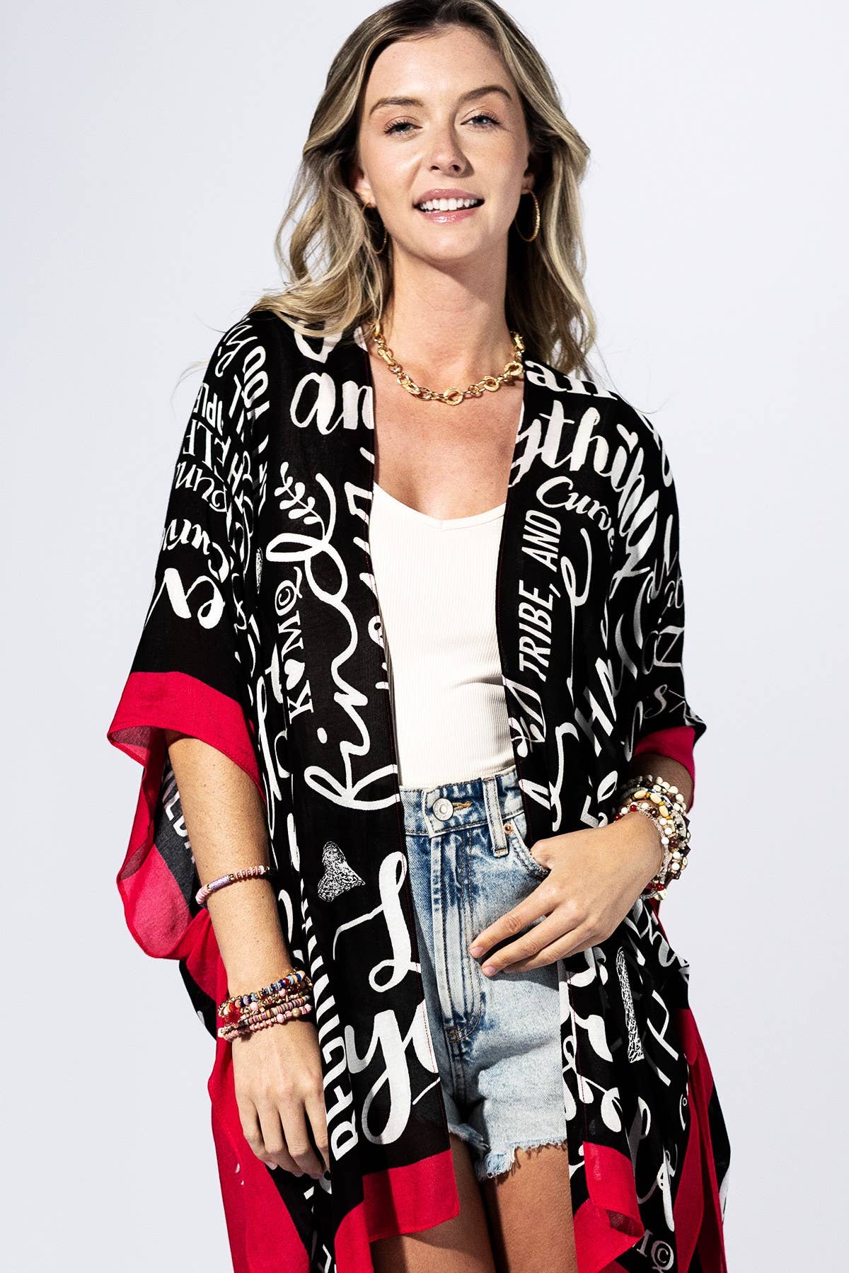 Inspire Script Kimono: GRAPHITE / 2 / One Size