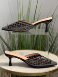 #206 Lady Rhinestone Mesh Mule 2 5’ Heels