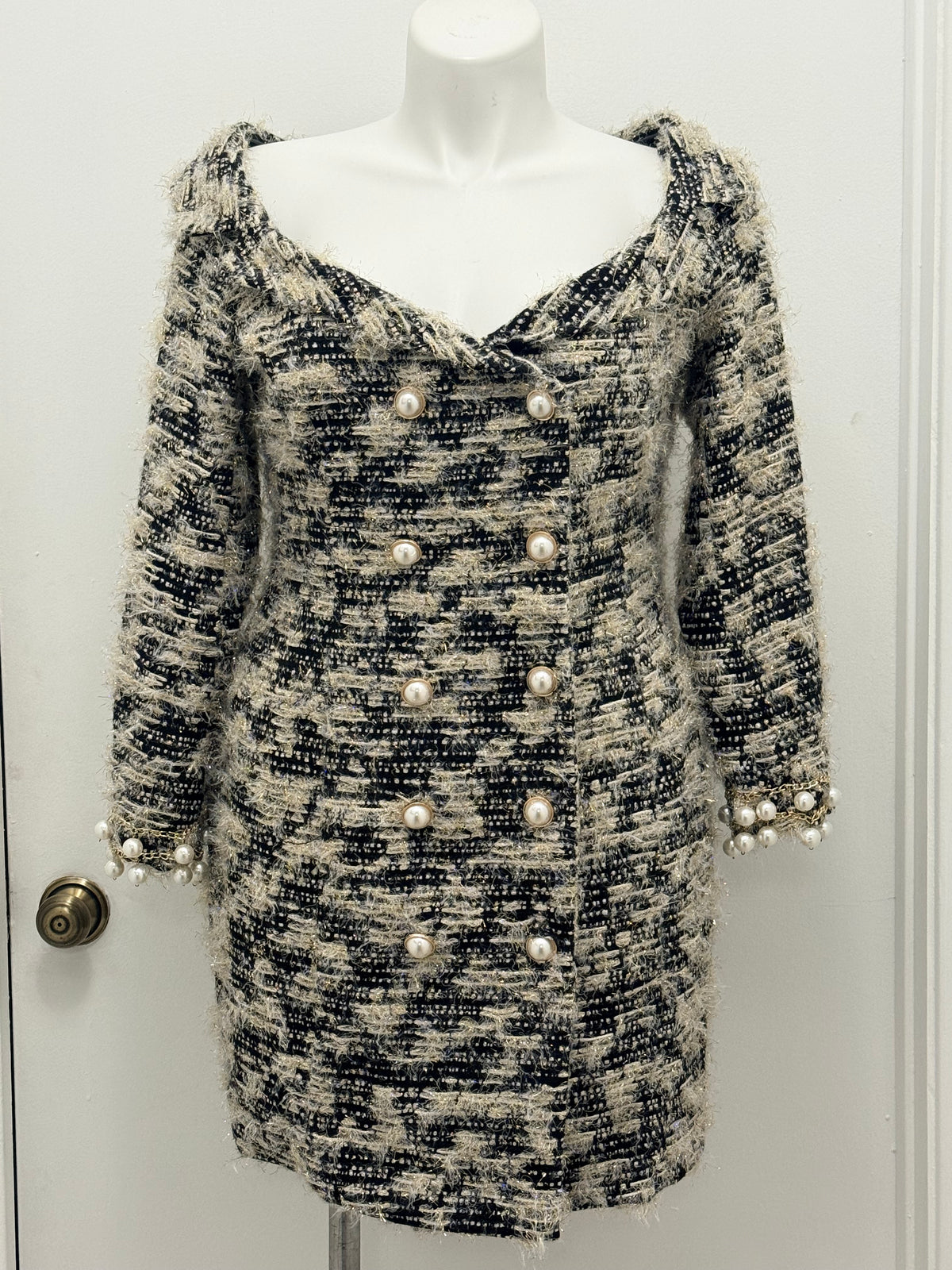 Tweed Mini Dress with Pearl Buttons (BF L) #180