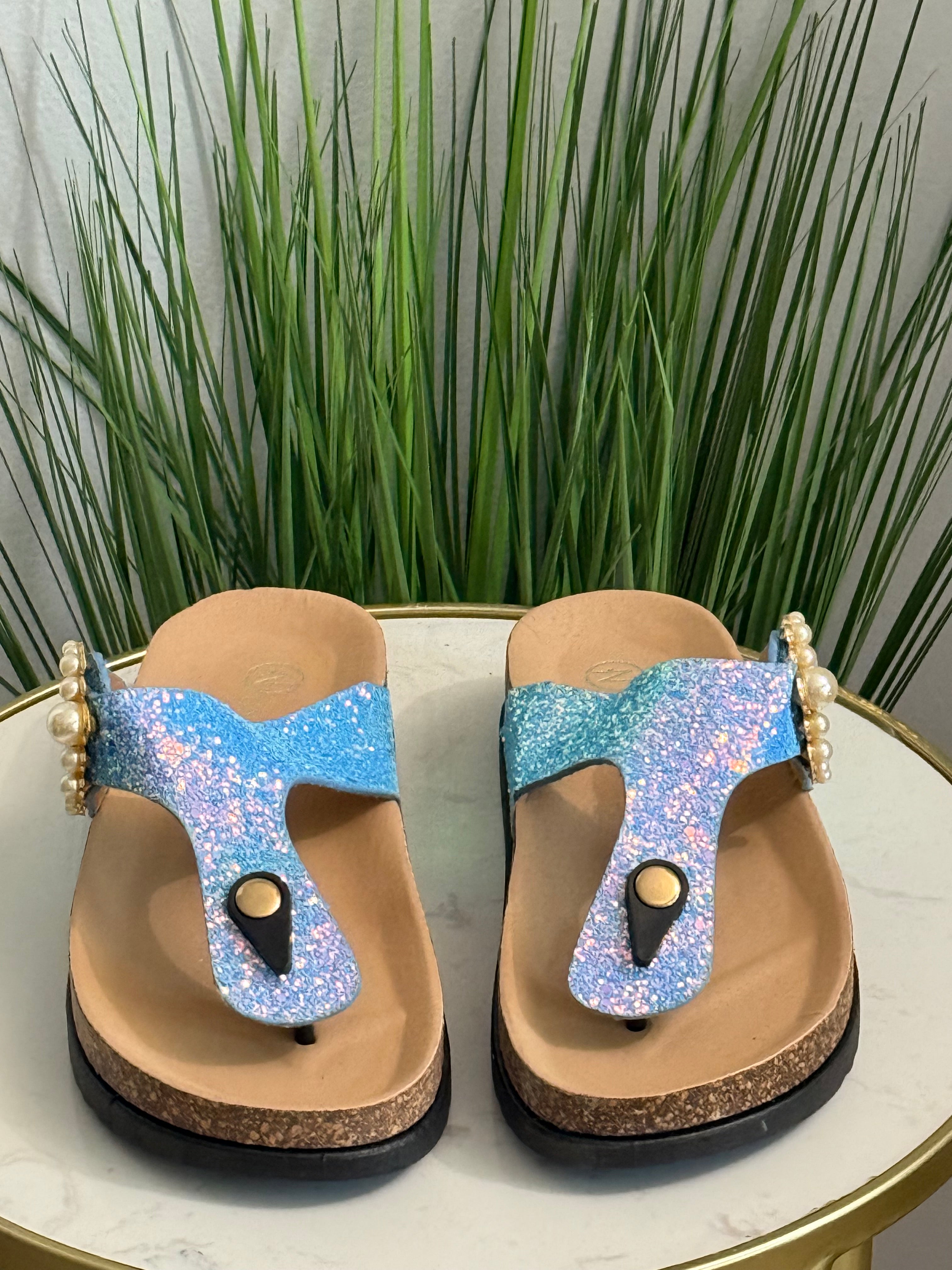 #208 Ocean Glitter Thong Sandal