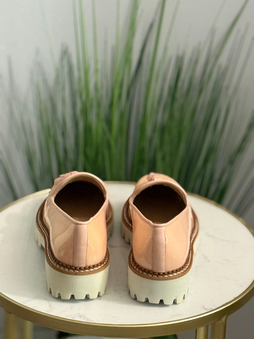 Patent leather tassel loafers