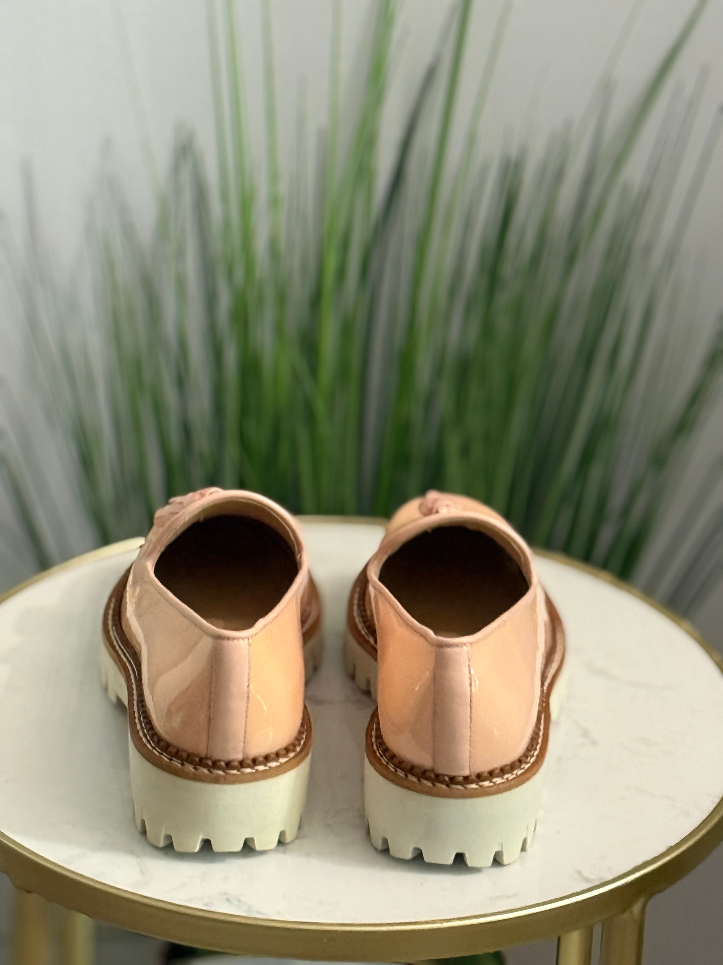 Patent leather tassel loafers