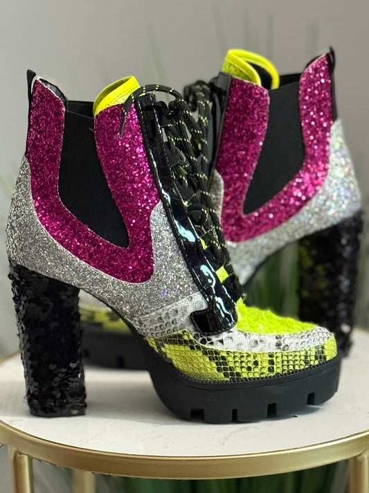 #247 Nell Glitter Combat Boot