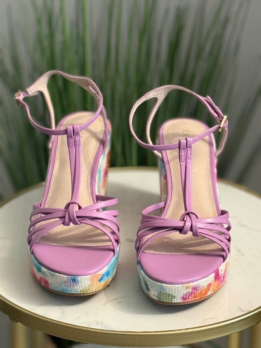 Sequin Floral Platform Wedge Sandals | Sz 9| #202