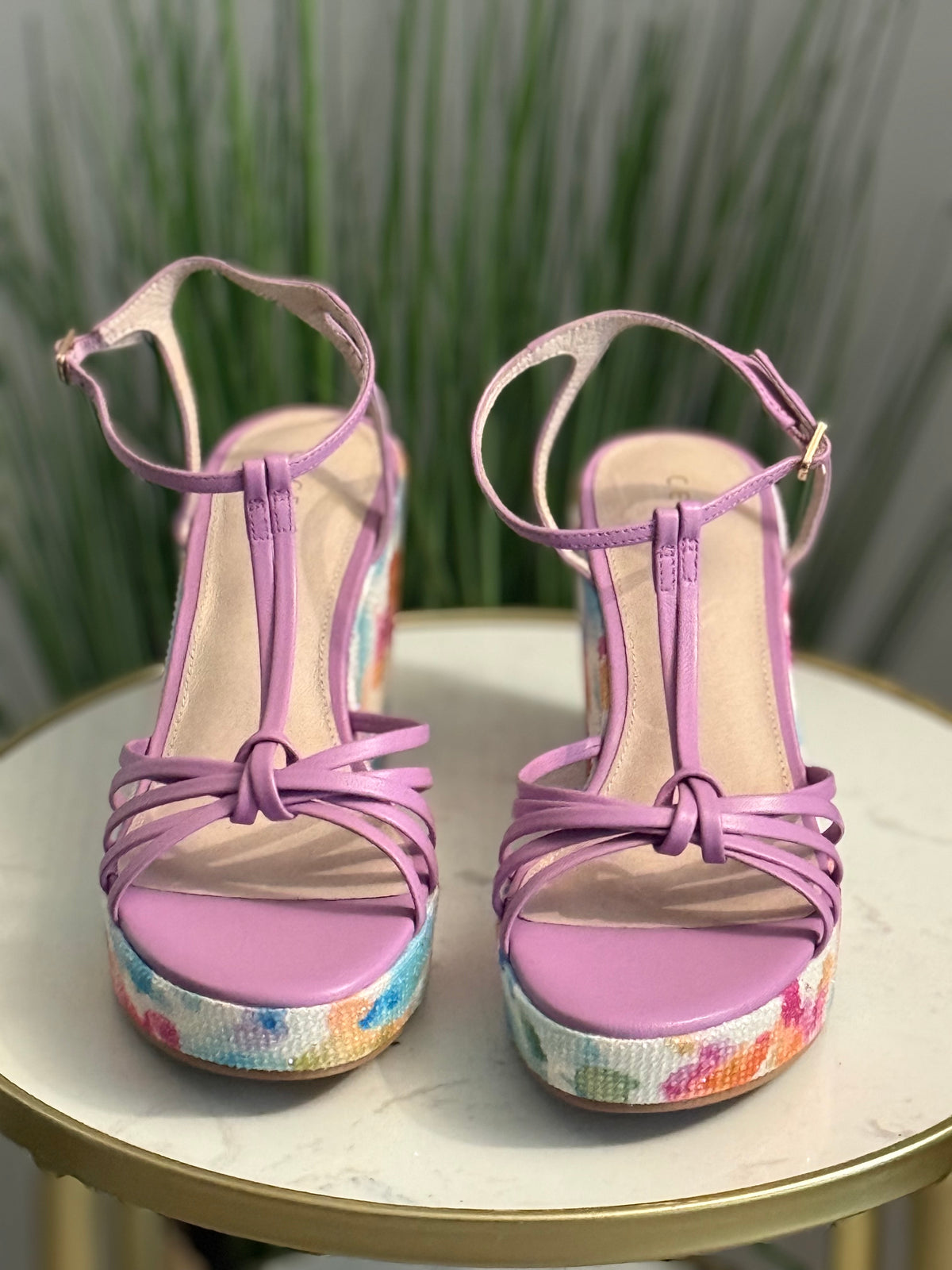 Sequin Floral Platform Wedge Sandals | Sz 9| #202
