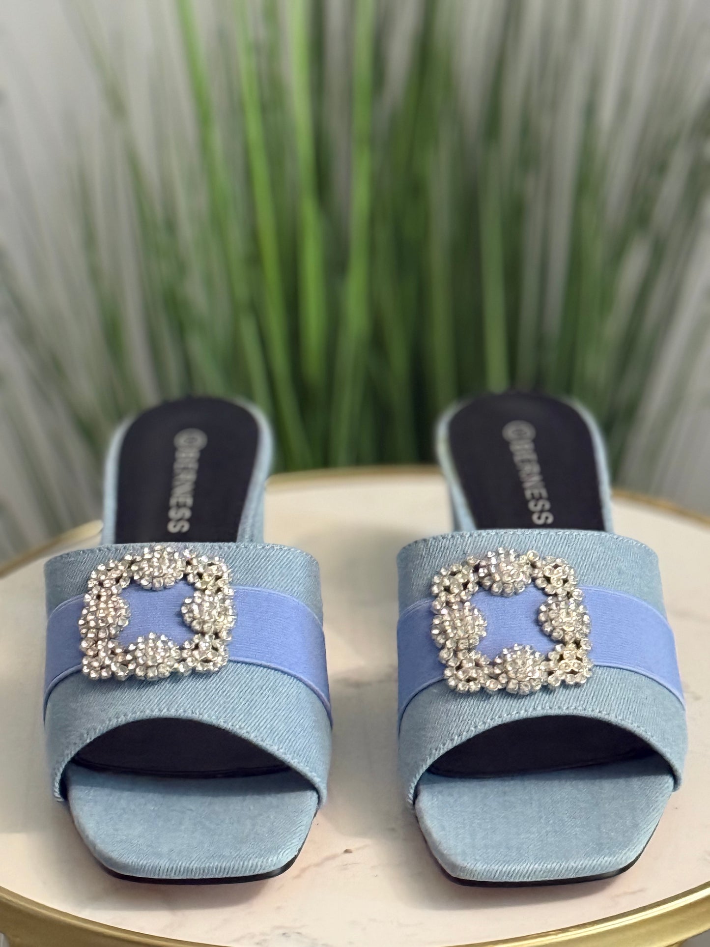#255 Kay Denim Bling Kitten Heel