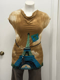 #118 Eiffel Tower Paris Print Tunic Top (BF 12/14)