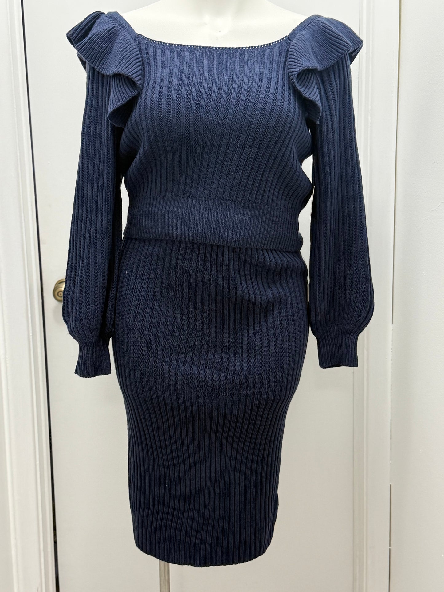 #107 Ribbed Sweater Skirt Set