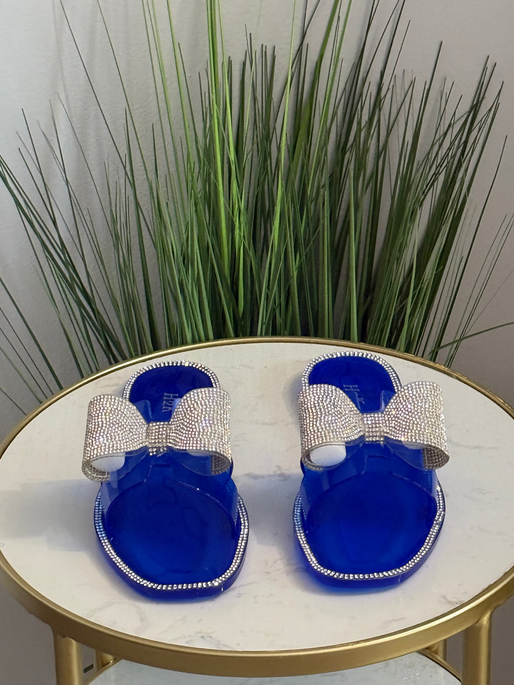 #284 Rhinestone Bow Jelly Slide Sandals