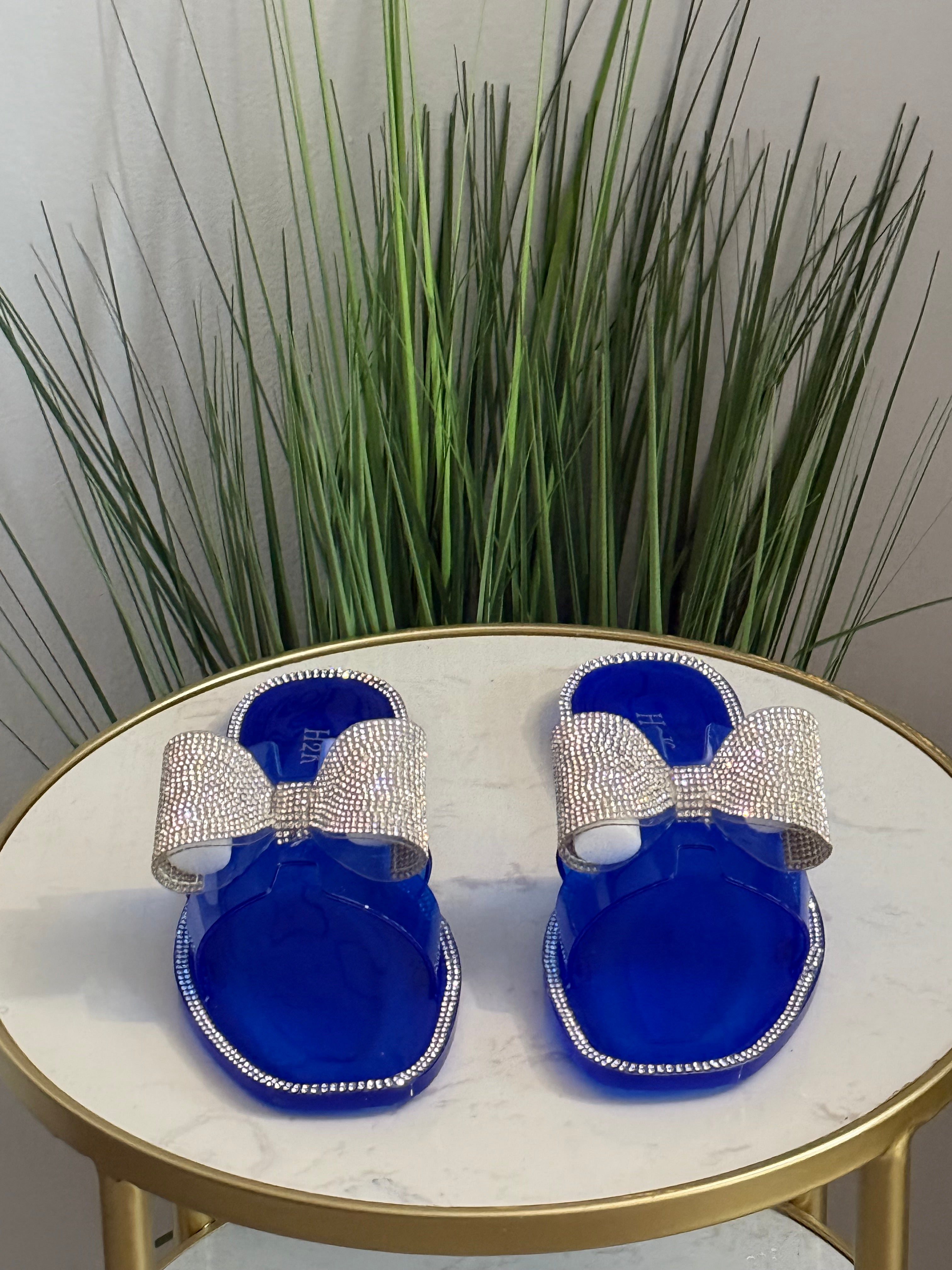 #284 Rhinestone Bow Jelly Slide Sandals
