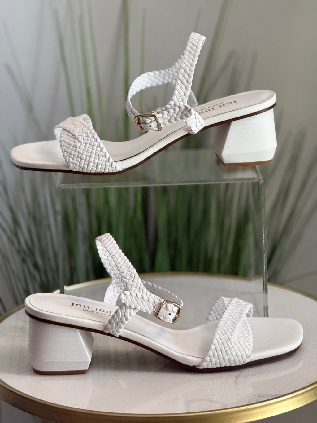 #251 Braided Woven Block Heel Sandals
