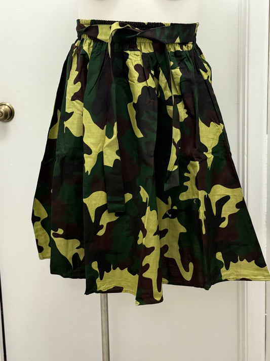#195 Camo Midi Skirt