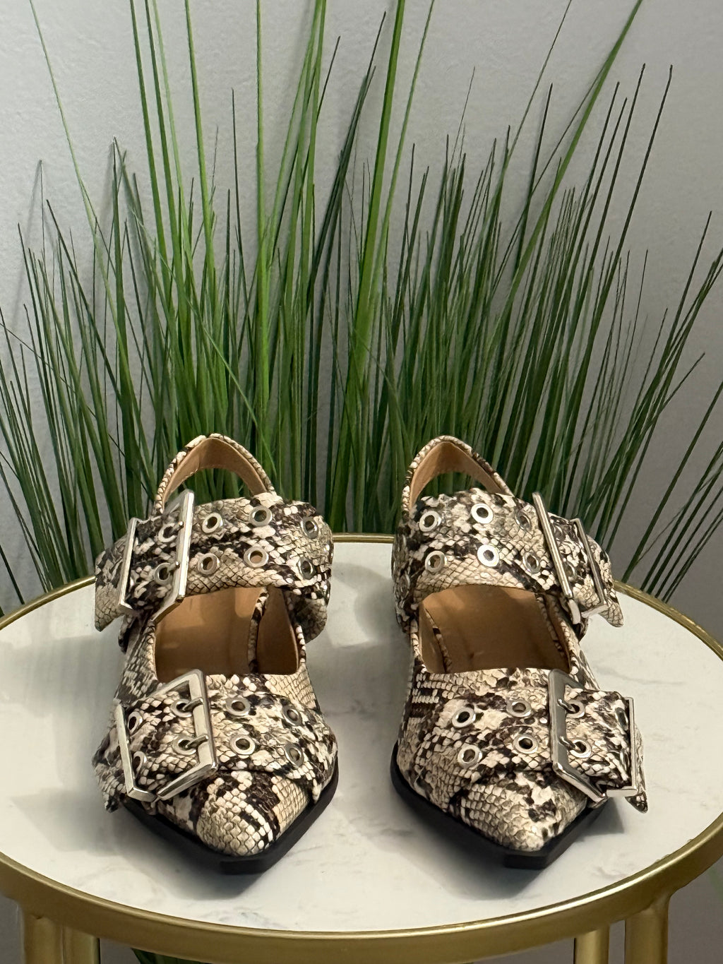 Grillo Snake Print Slingback Flats