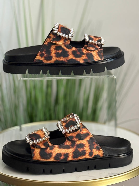 #242 Leopard Double Buckle Sandals
