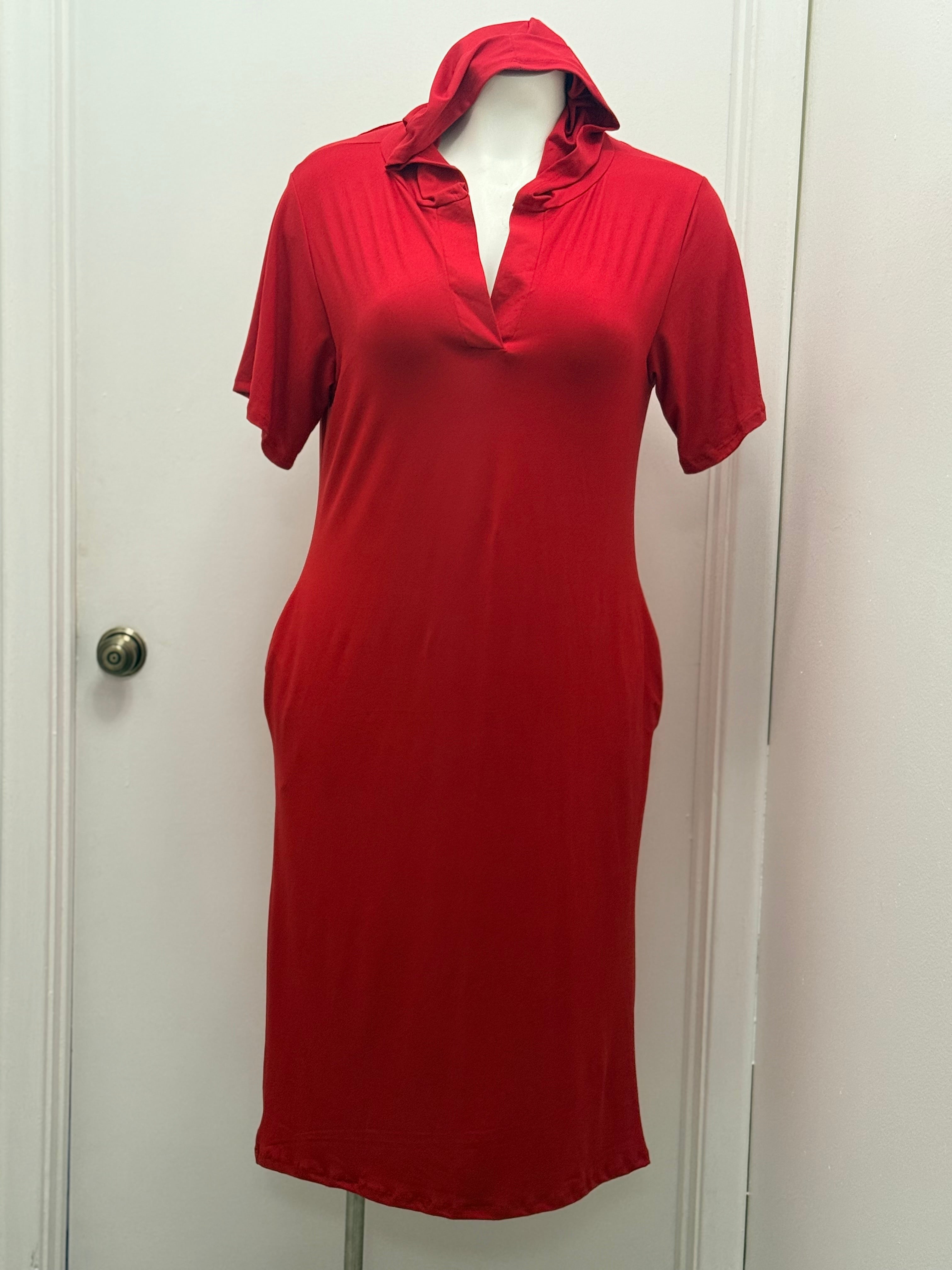 Sexy Red Hooded Distressed Back Dress #52