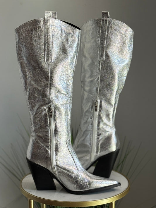 #219 Silver Western Boots