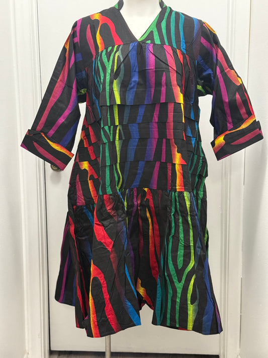 #73 Safari Luxe Rainbow Zebra Dress