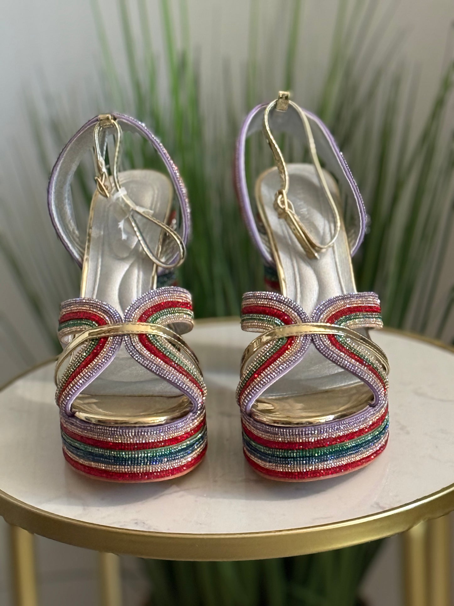 #235 Multicolor Rhinestone Platform Heels