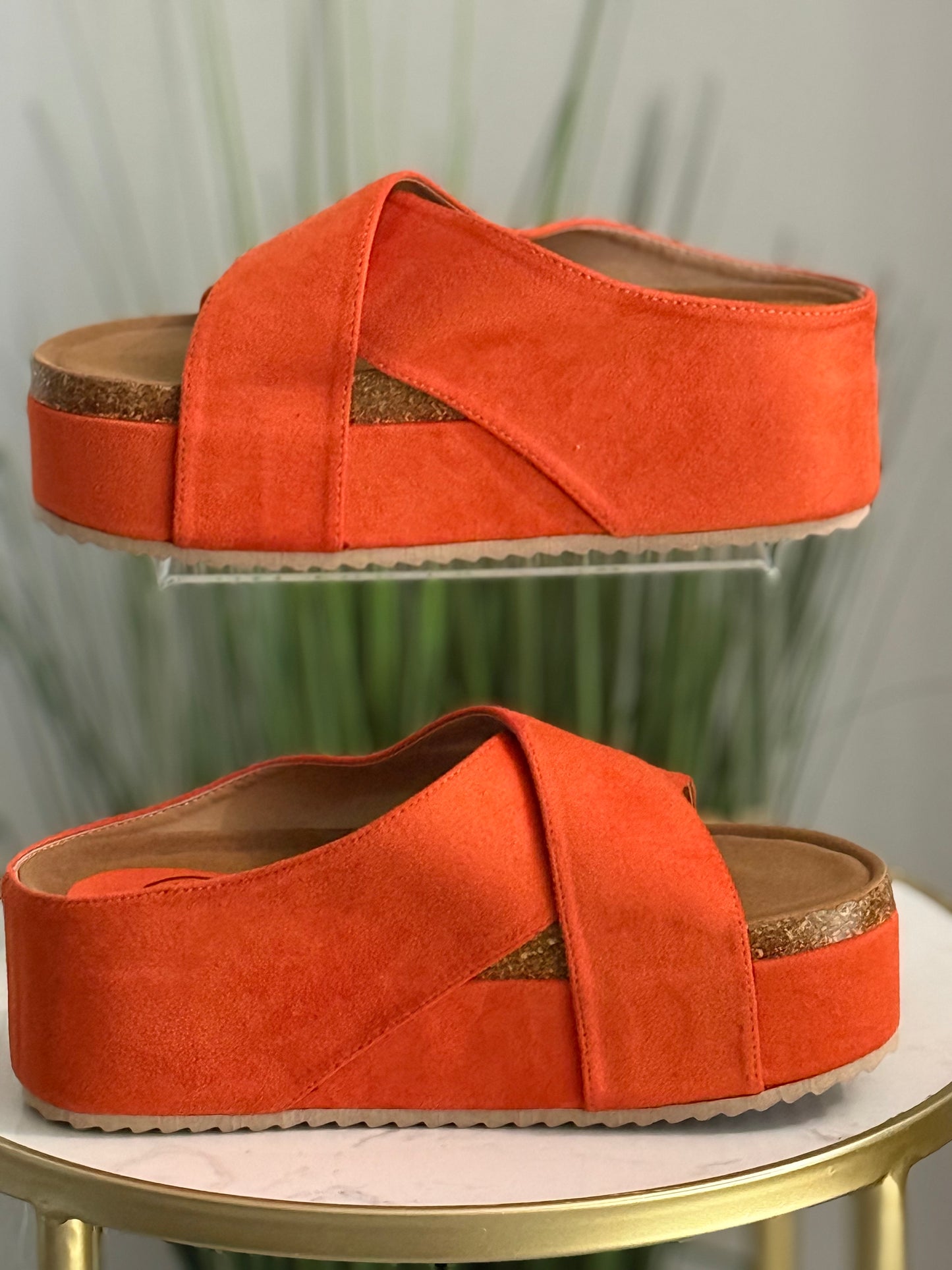 #253 Nina crisscross platform sandals (runs wide, order down)