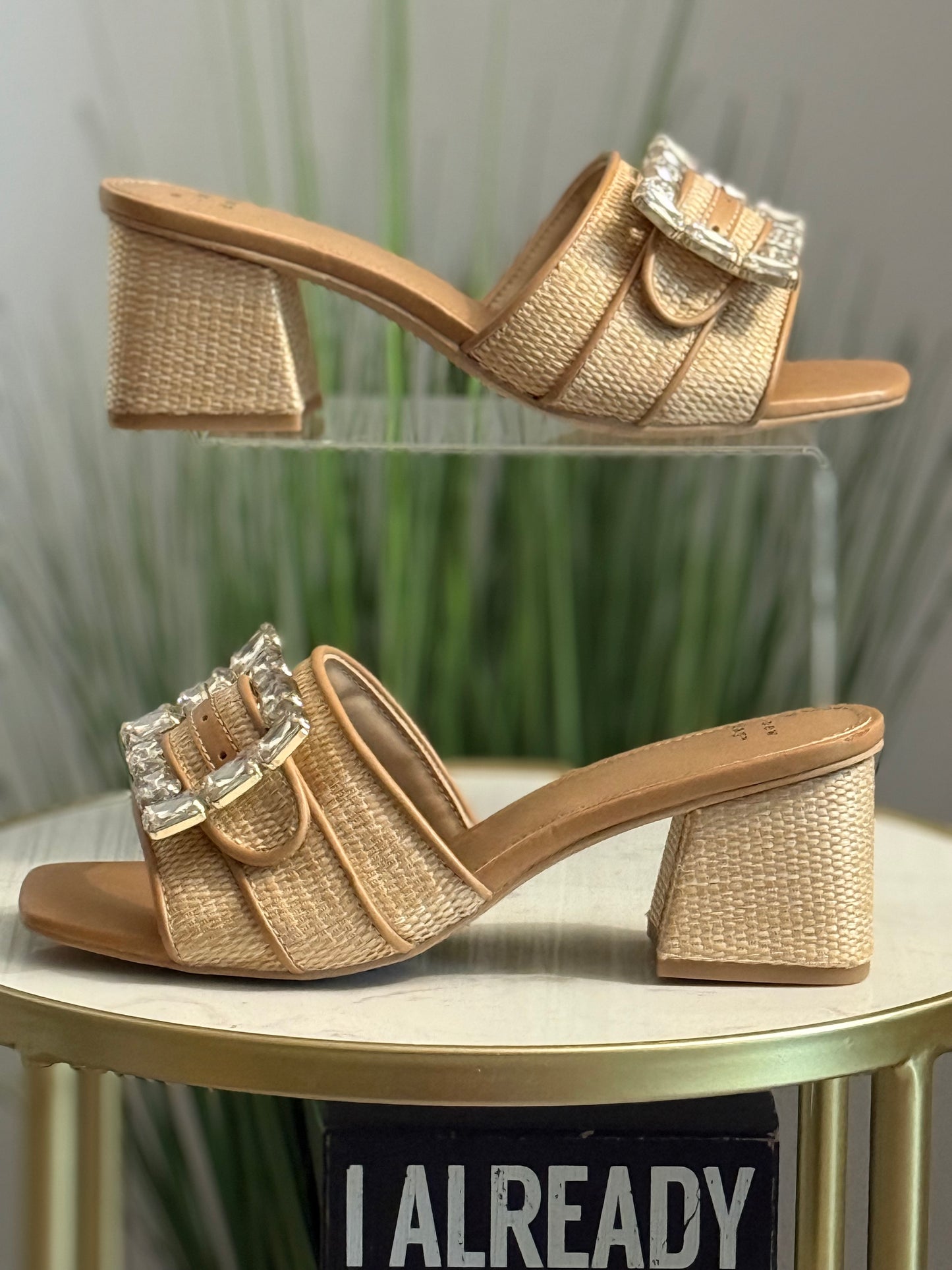 #235 Raffie Buckle Block Heel