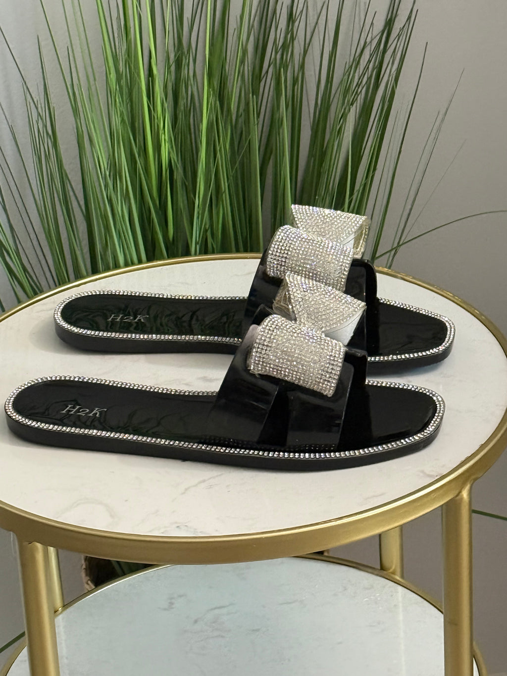 #232 Lucia Rhinestone Bow Jelly Slide Sandals