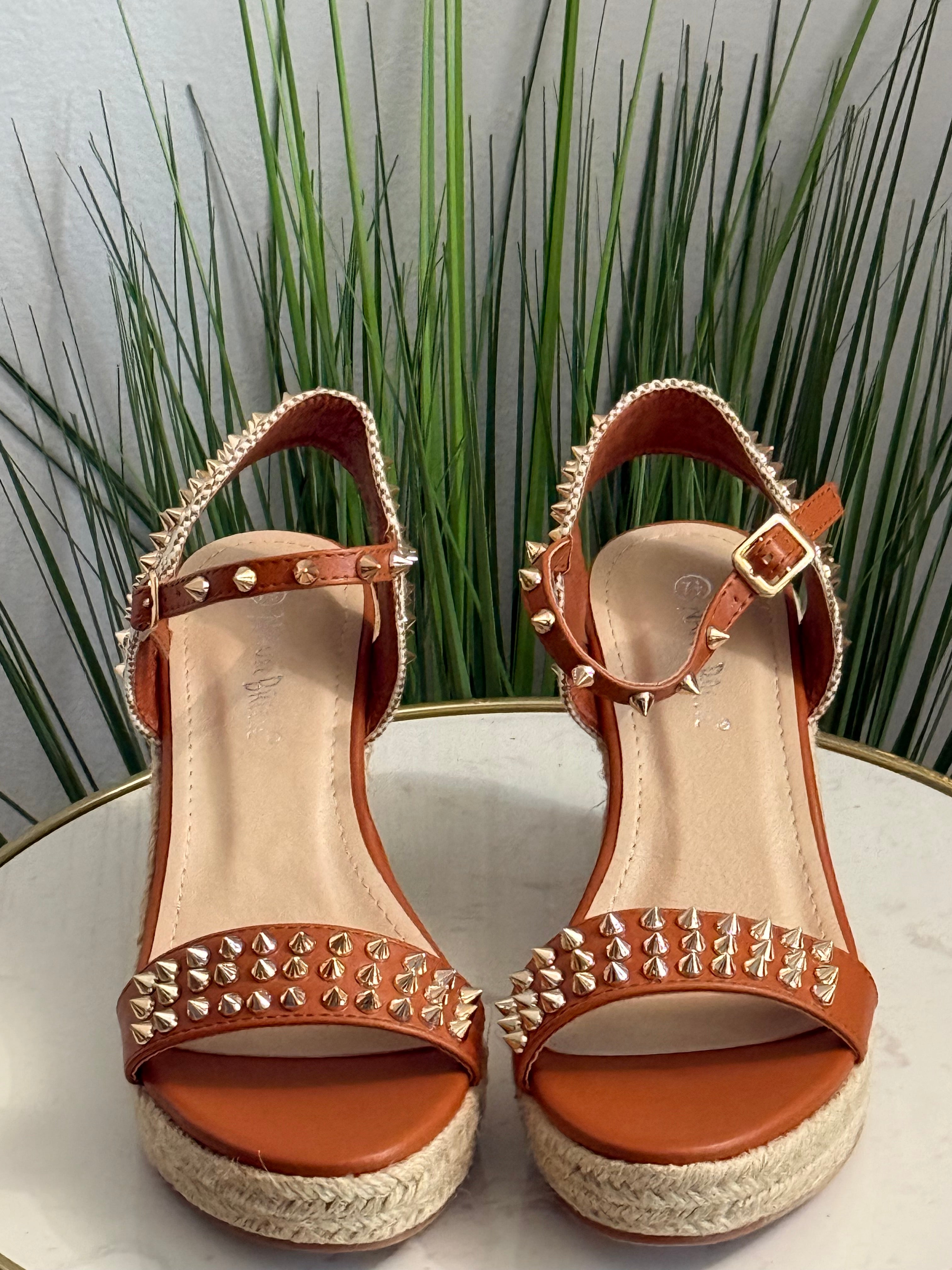 #225 Studded Espadrille Wedge Sandals (3.5in)