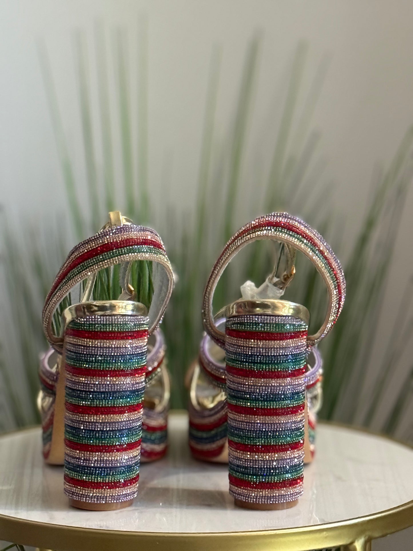 #235 Multicolor Rhinestone Platform Heels