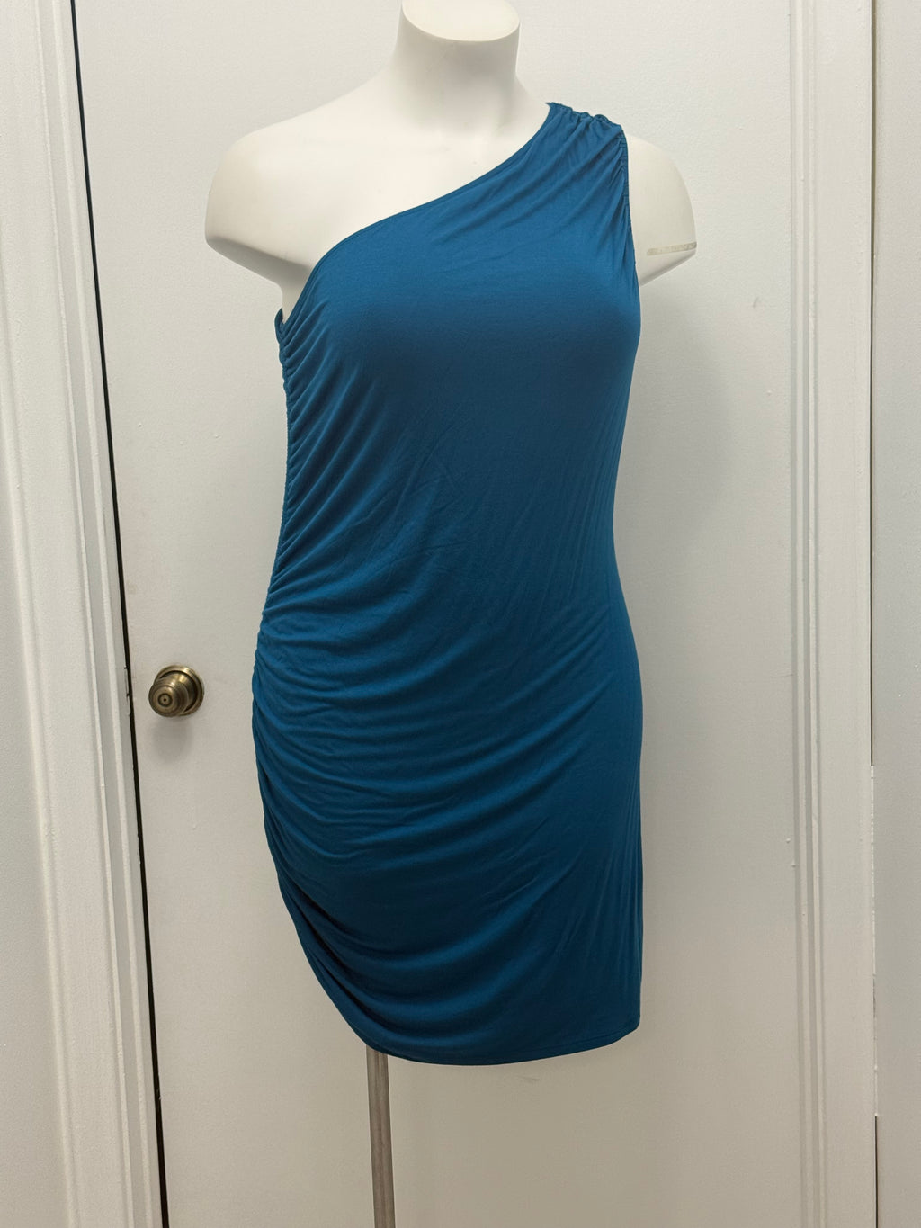 #150 One-Shoulder Ruched Bodycon Dress