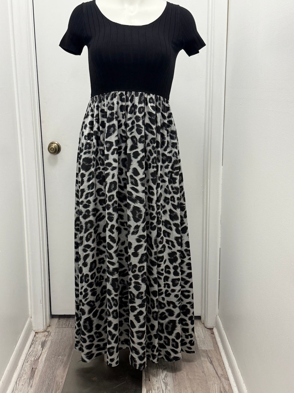 #11 Black & Gray Leopard Print Maxi Dress