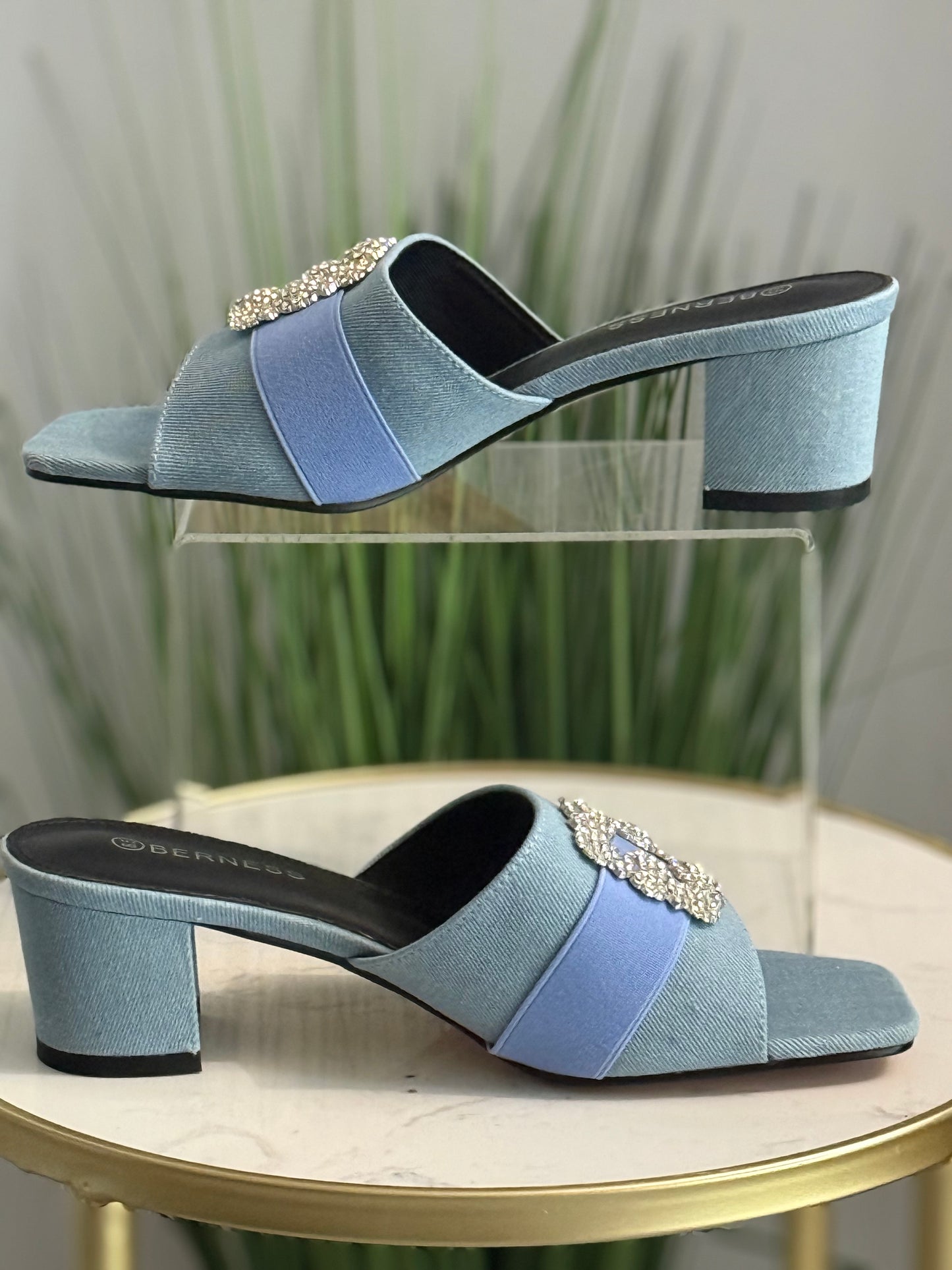 #255 Kay Denim Bling Kitten Heel