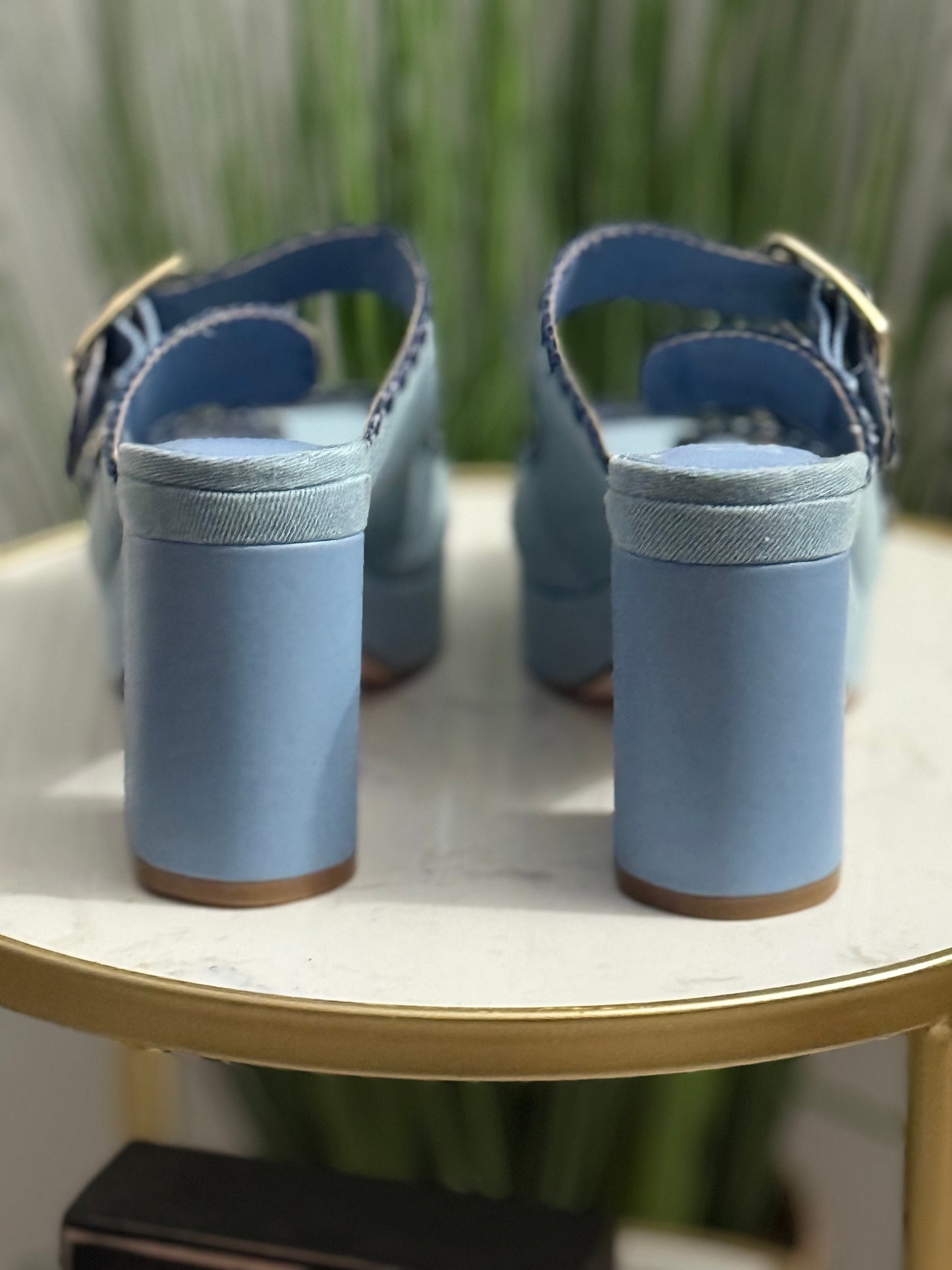 #207 Denim Platform Heels