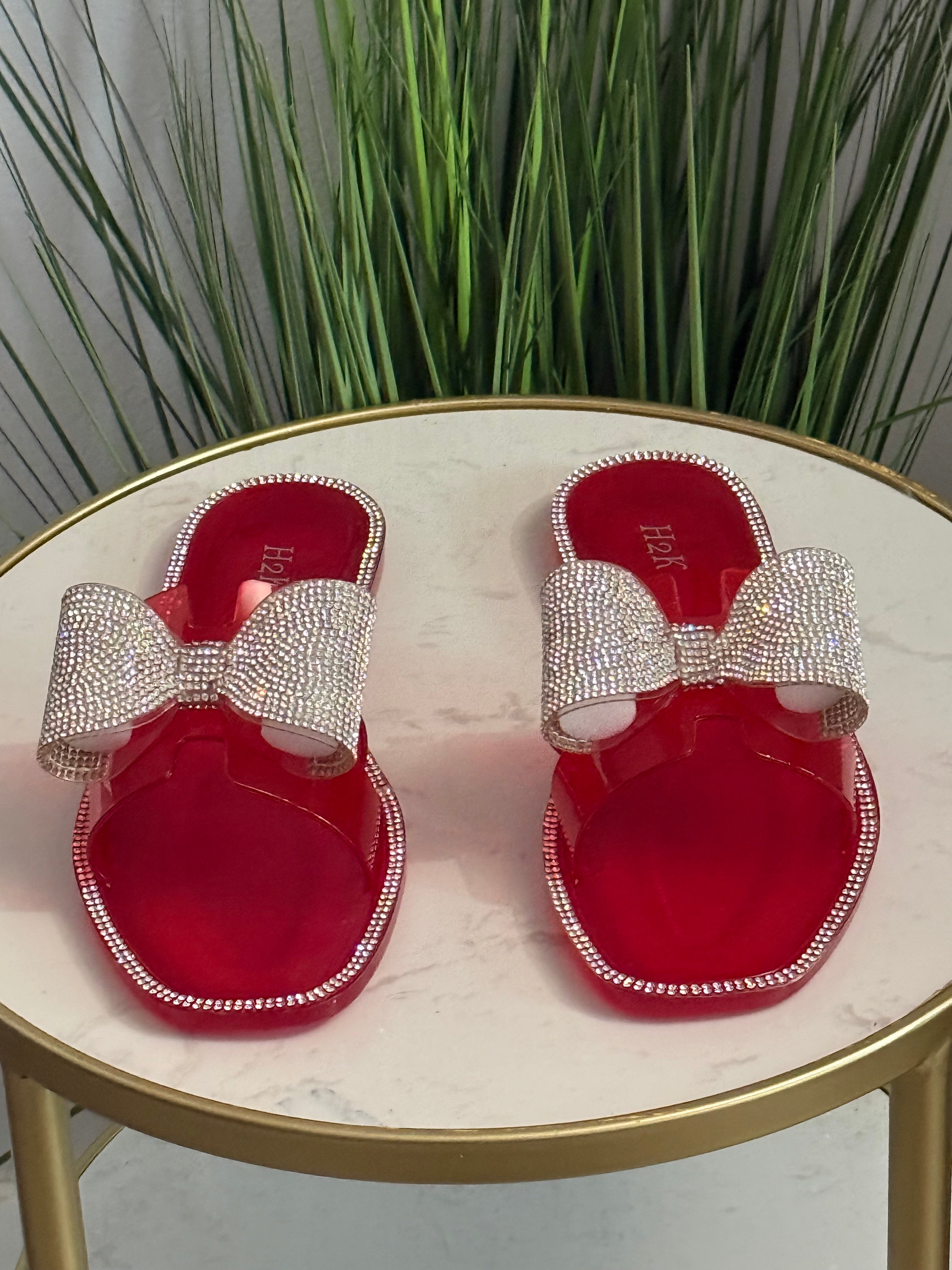 #283 Rhinestone Bow Jelly Slide Sandals
