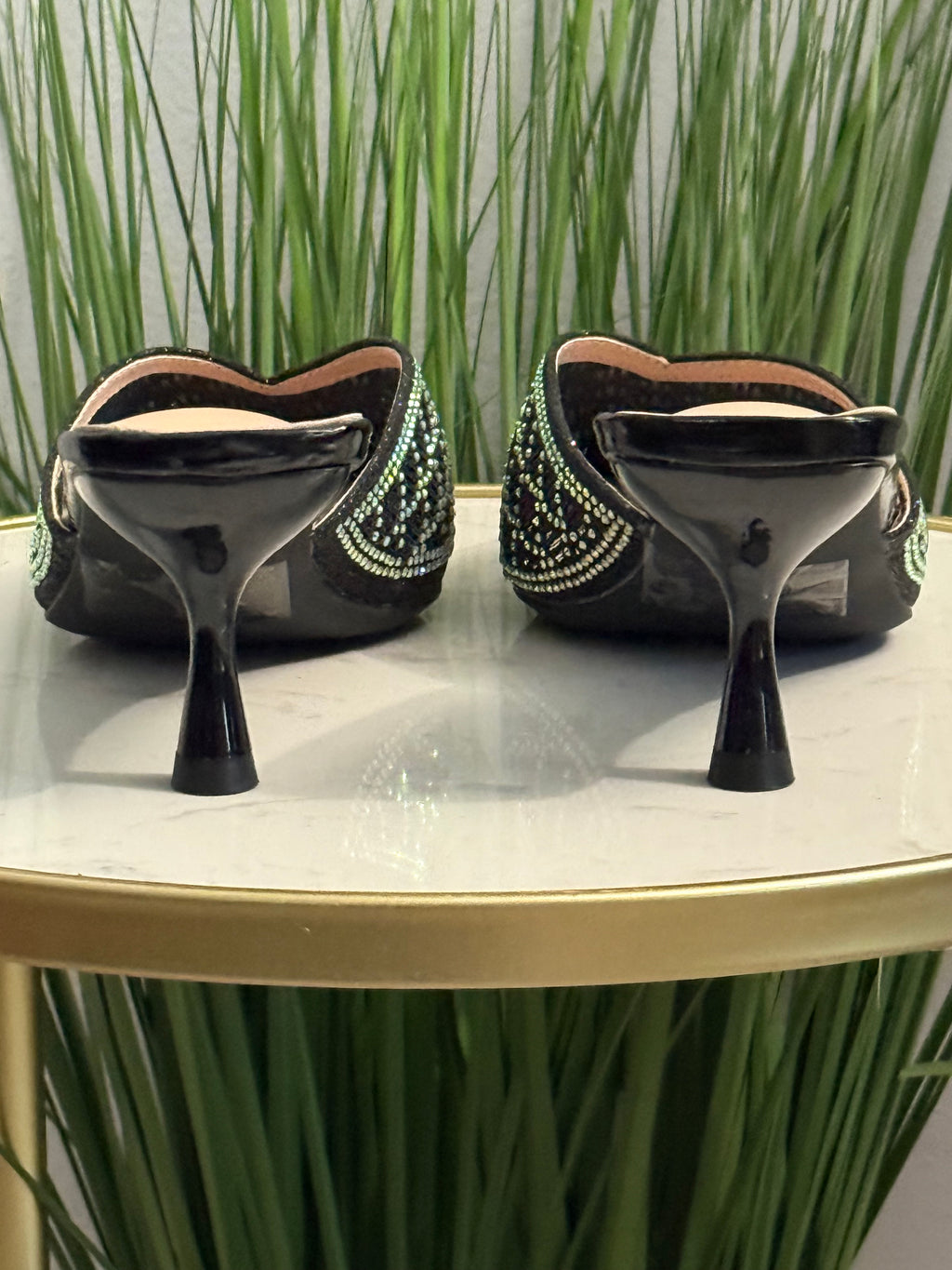 #206 Lady Rhinestone Mesh Mule 2 5’ Heels