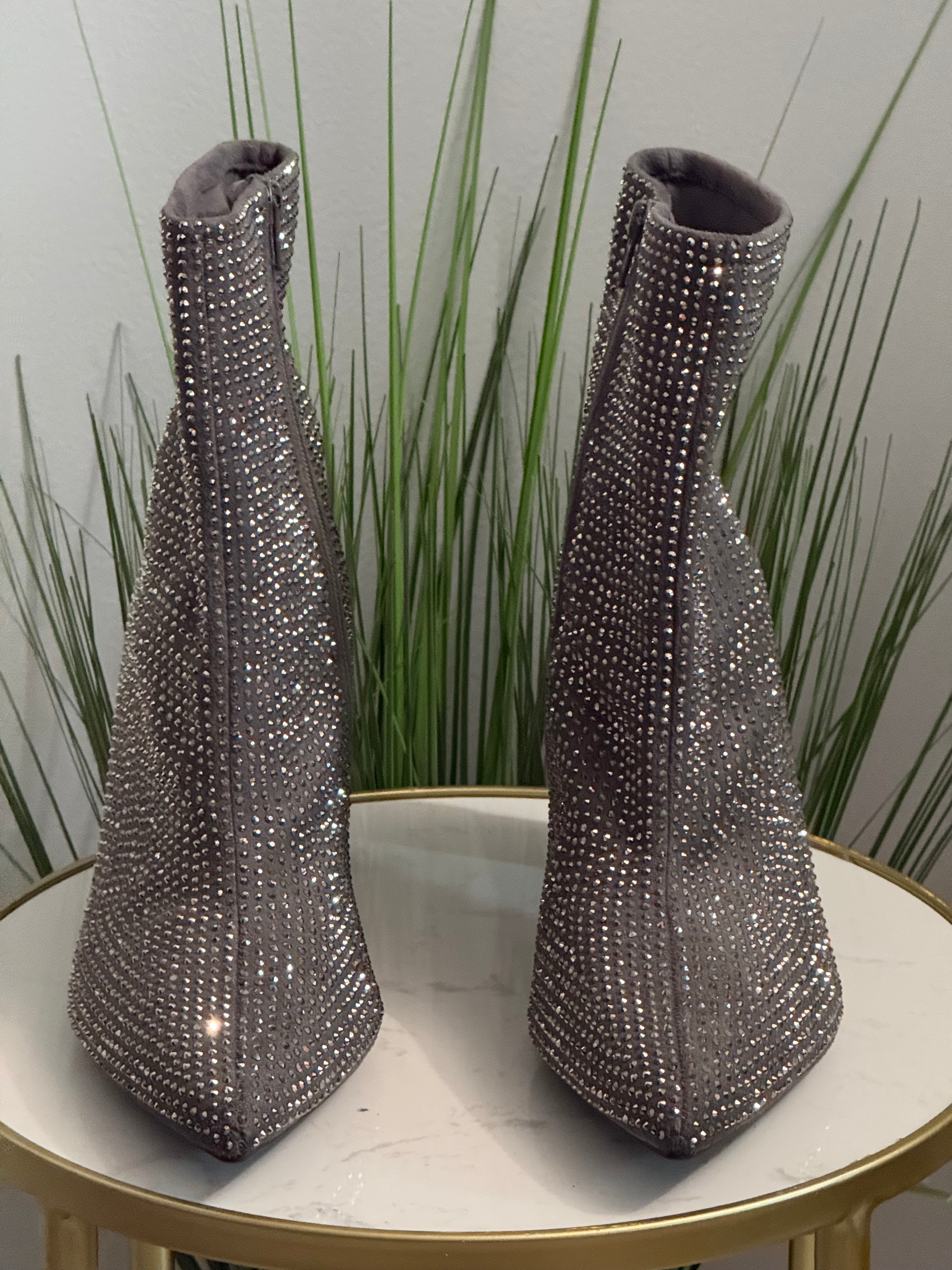 Rhinestone Ankle Boots –