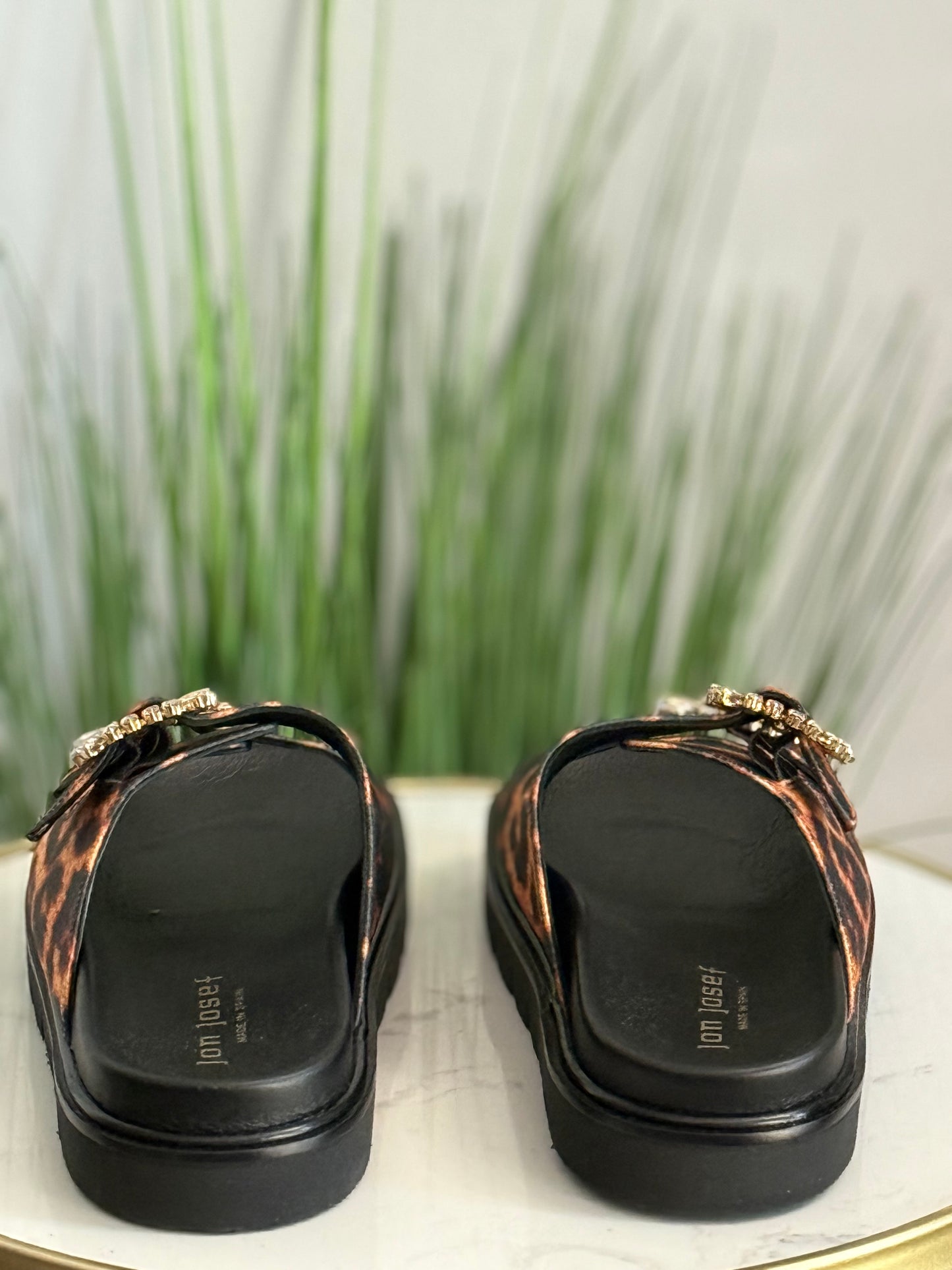 #242 Leopard Double Buckle Sandals
