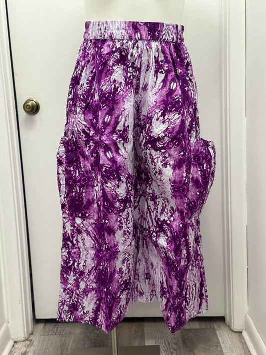 #167 Purple Tye Dye Cargo Palazzo Pant