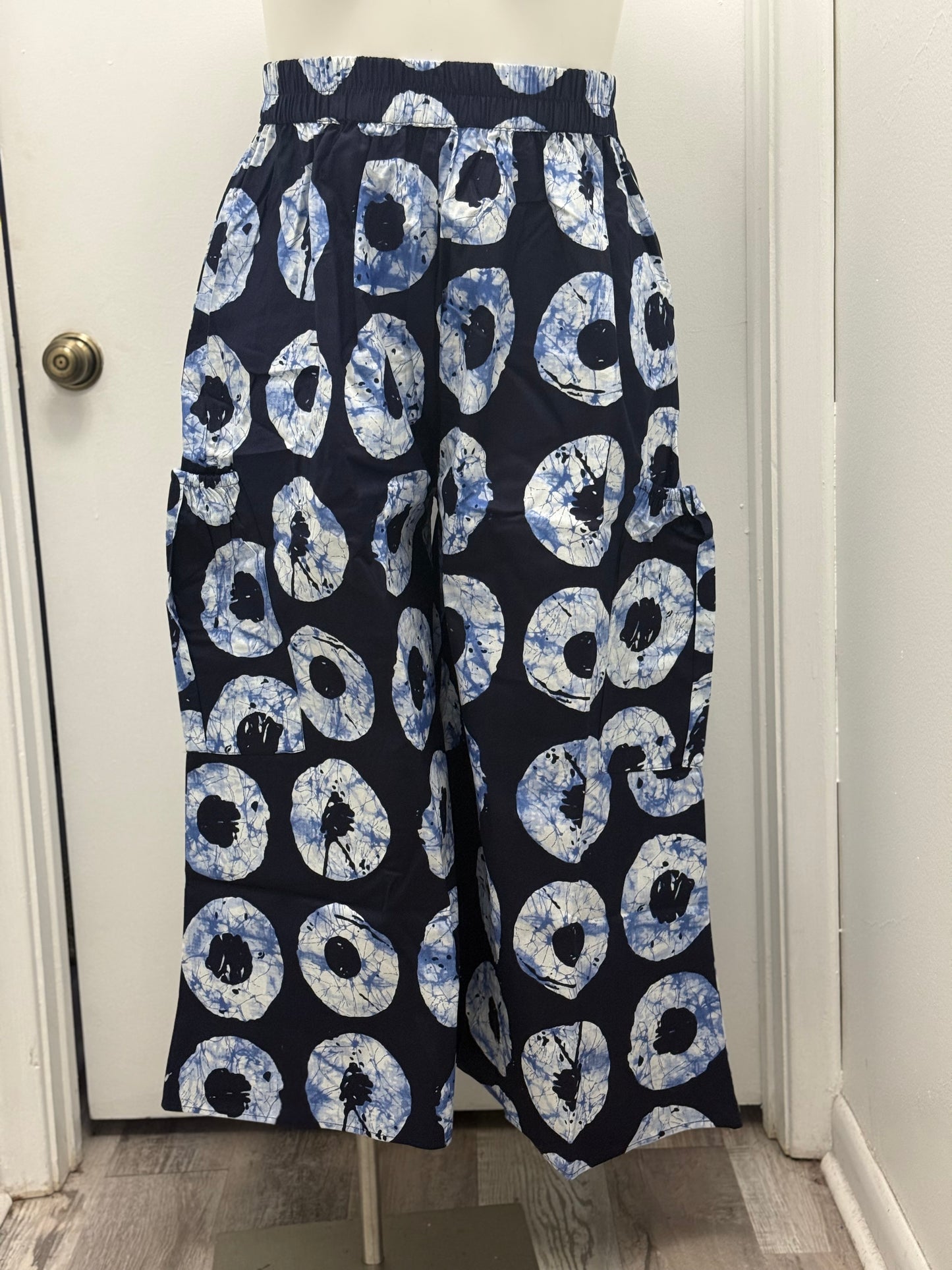 Blue Tye Dye Cargo Palazzo Pants