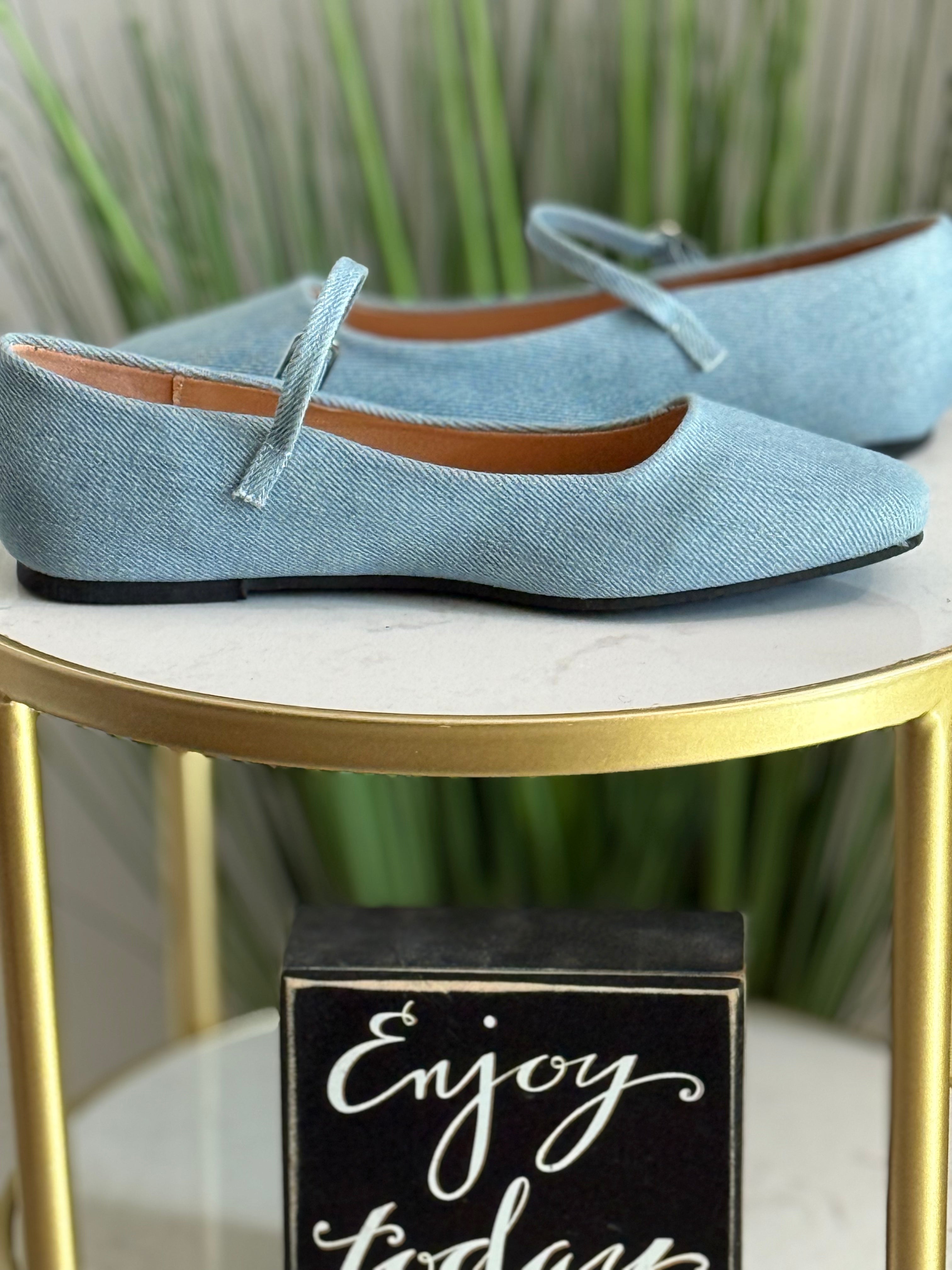 #200 Ryah Denim Flat (order up 1/2 size)