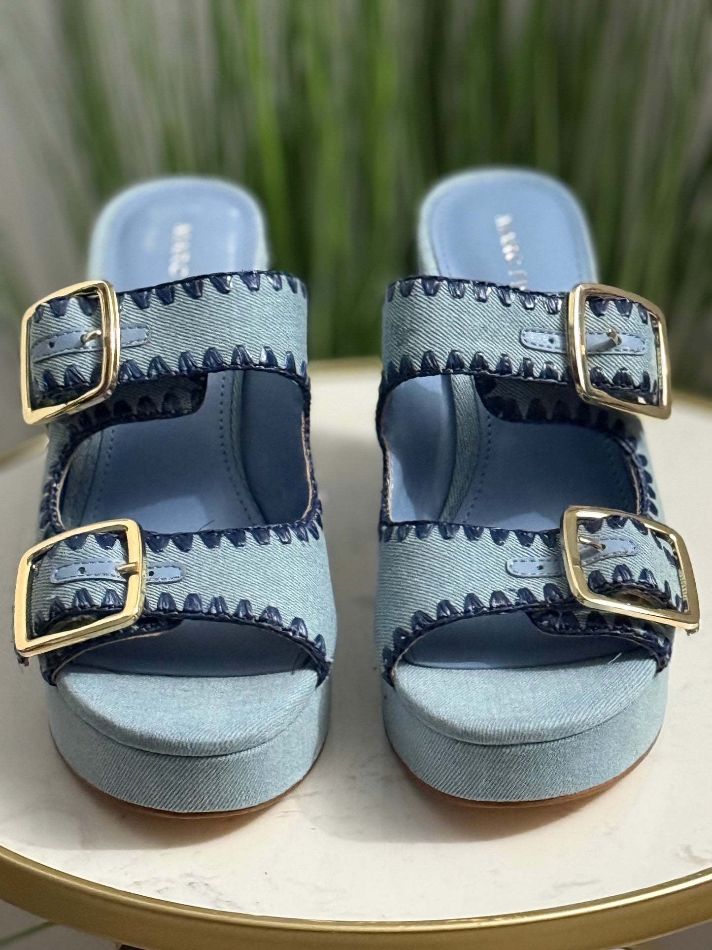 #207 Denim Platform Heels