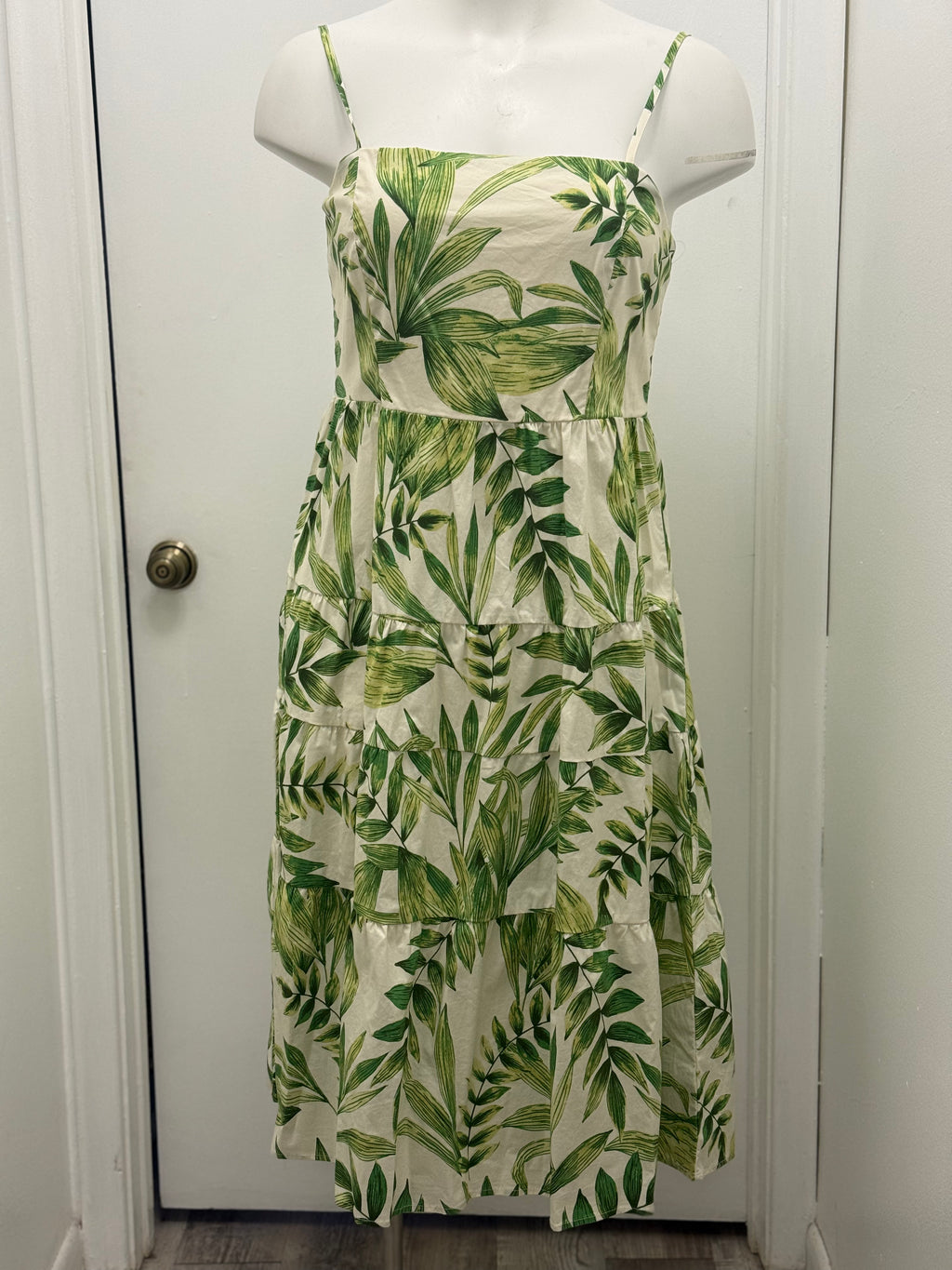 #3 Tropical Leaf Print Midi Sundress