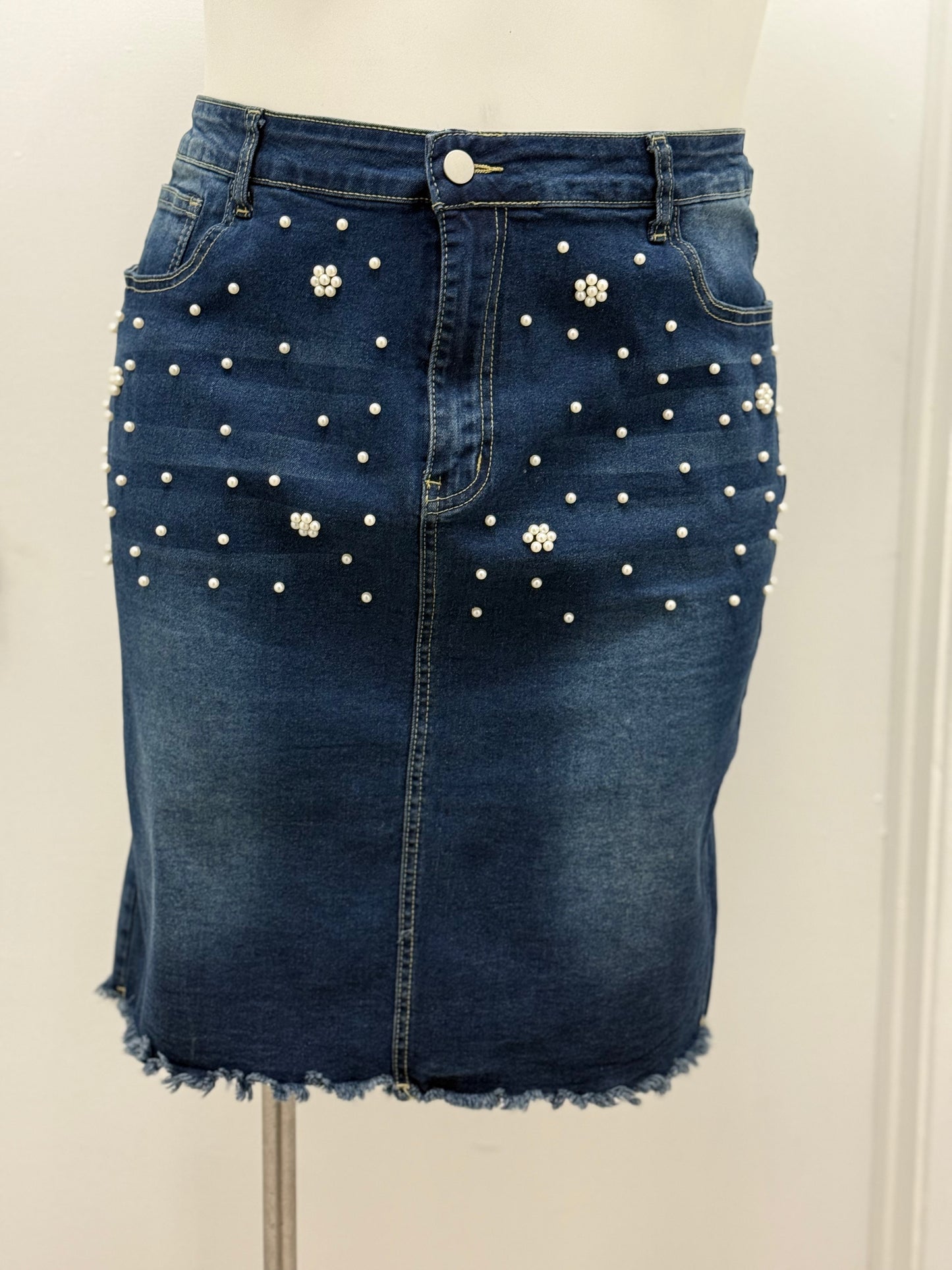 #98 Denim & Pearl Skirt