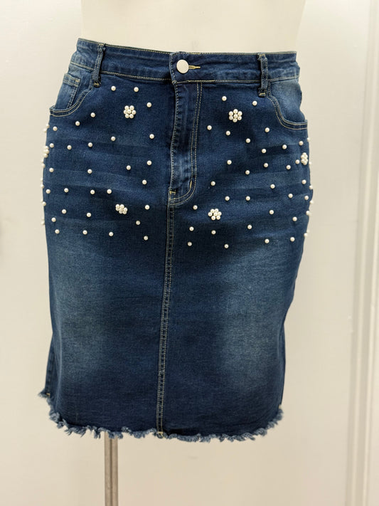 #98 Denim & Pearl Skirt