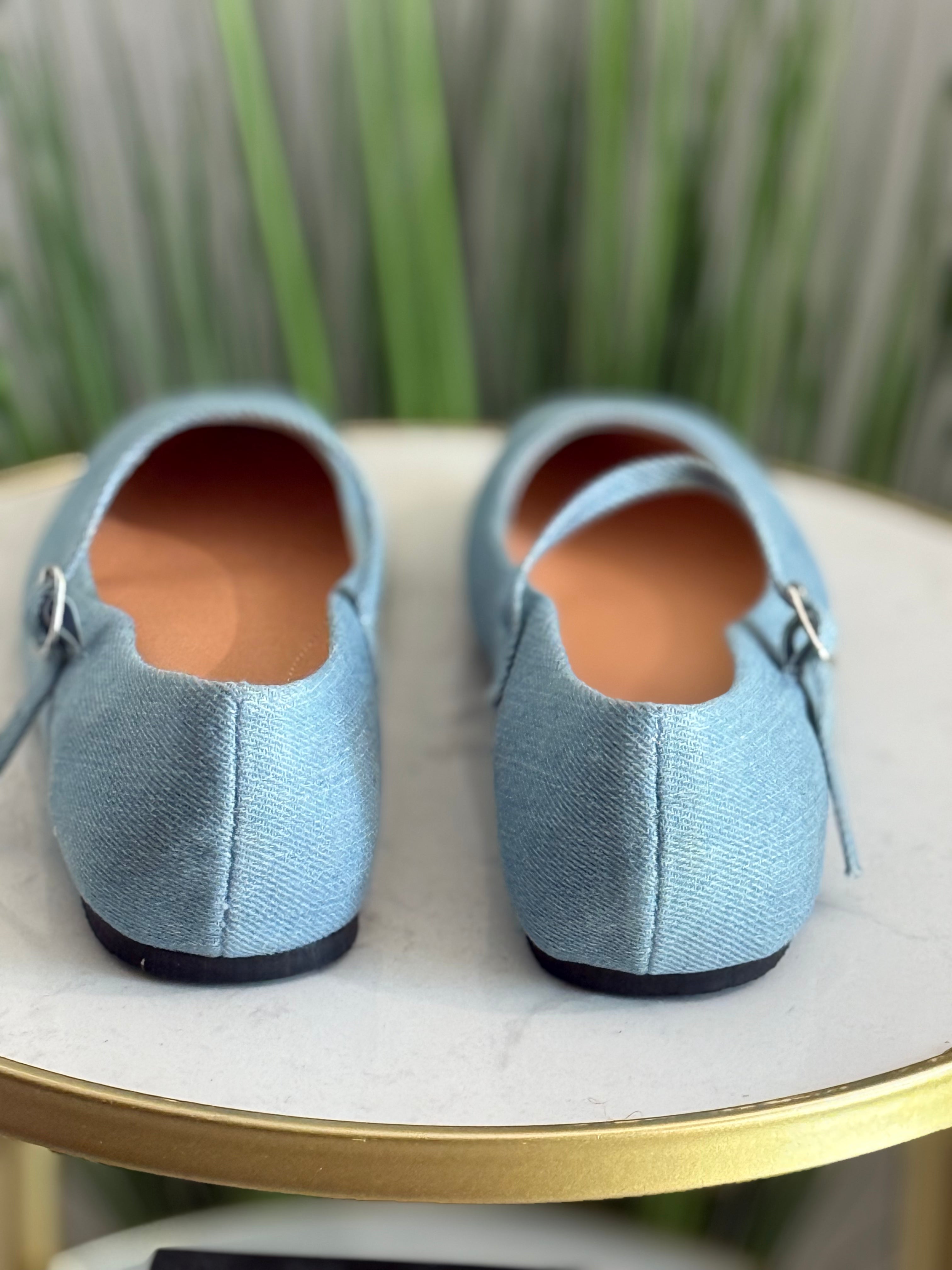 #200 Ryah Denim Flat (order up 1/2 size)