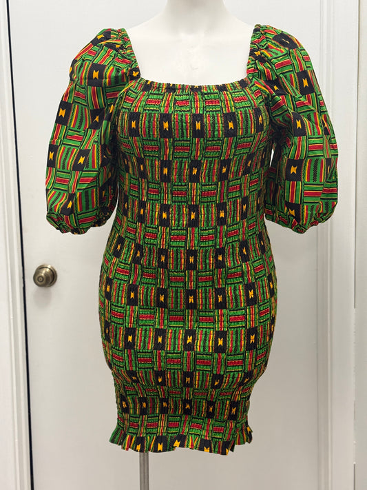#94 Kente Smocked Bodycon Dress