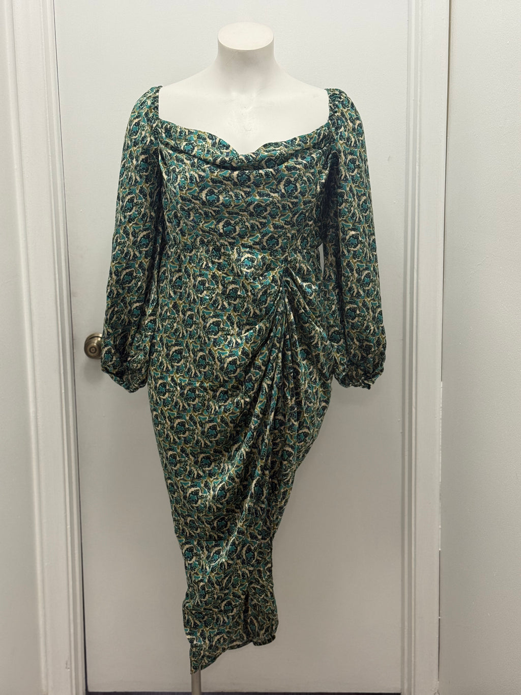 #25 Teal Tulip Ruched Dress