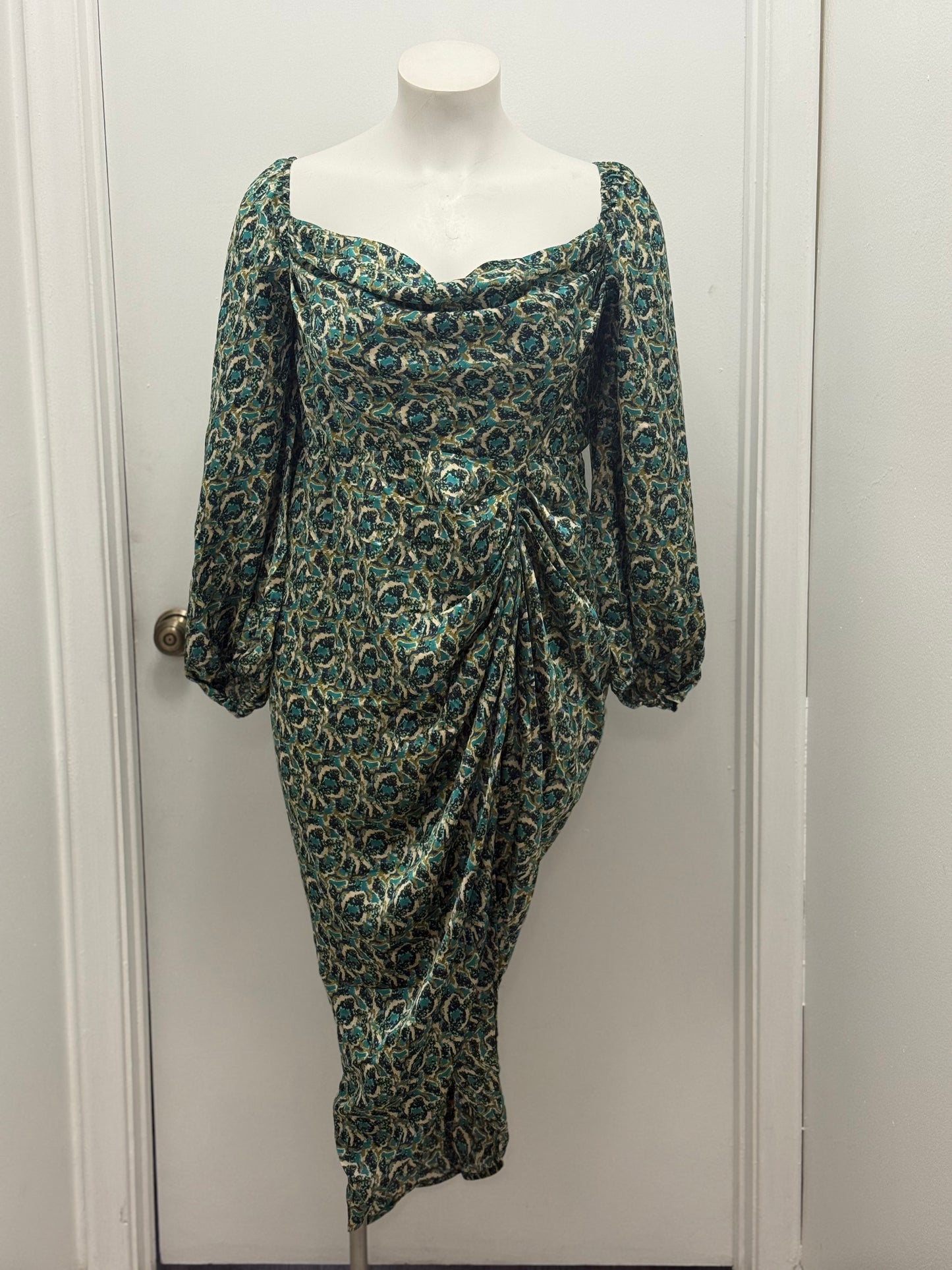 #25 Teal Tulip Ruched Dress