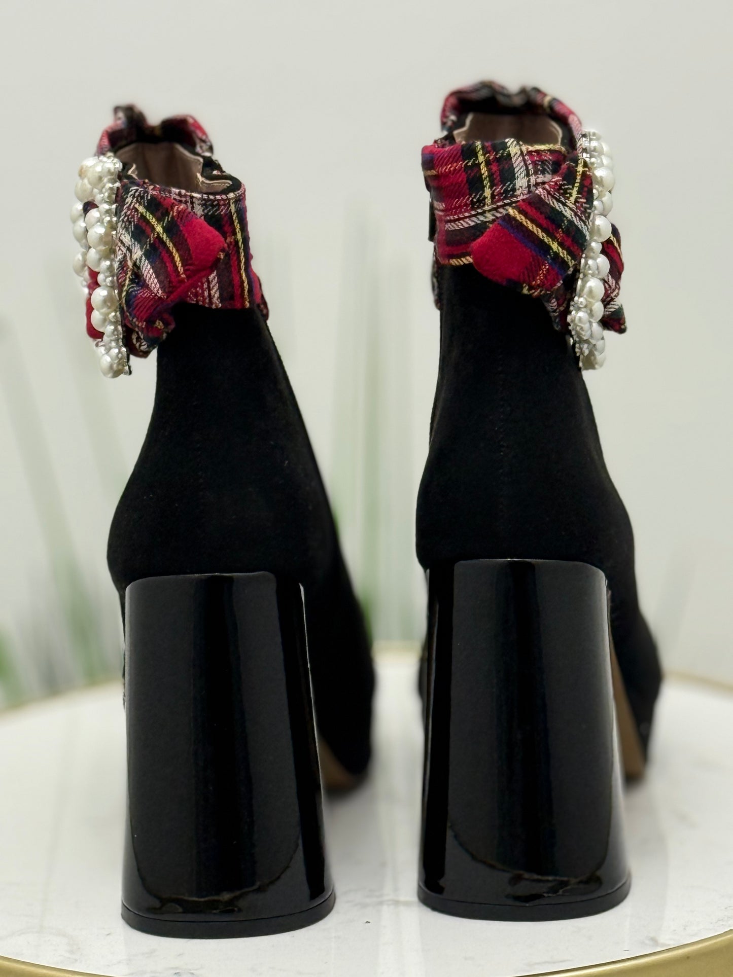 #304 Plaid Bow Boots
