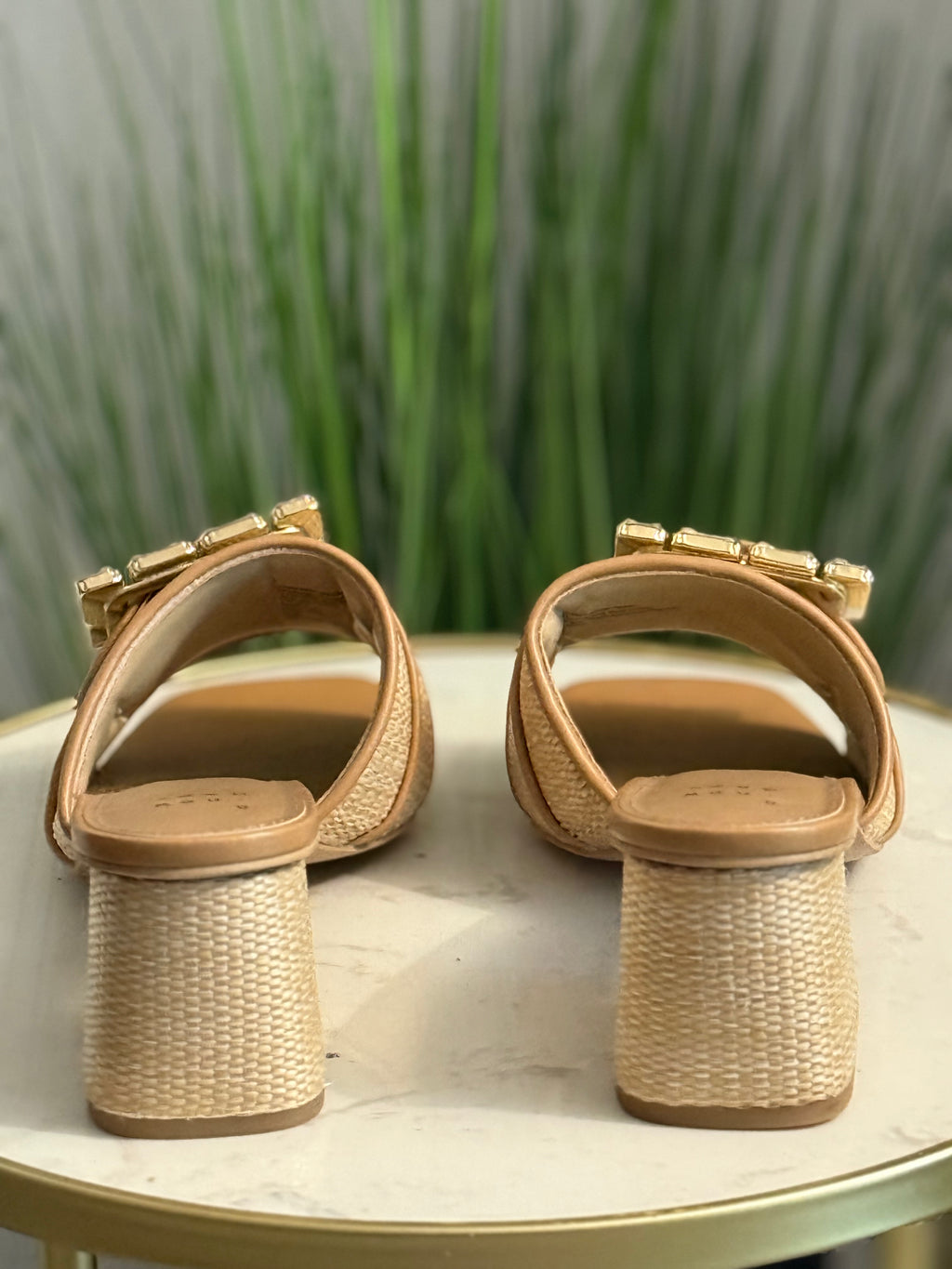 #235 Raffie Buckle Block Heel