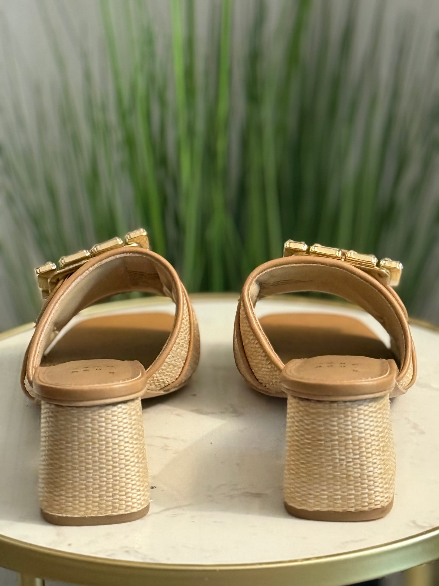 #235 Raffie Buckle Block Heel